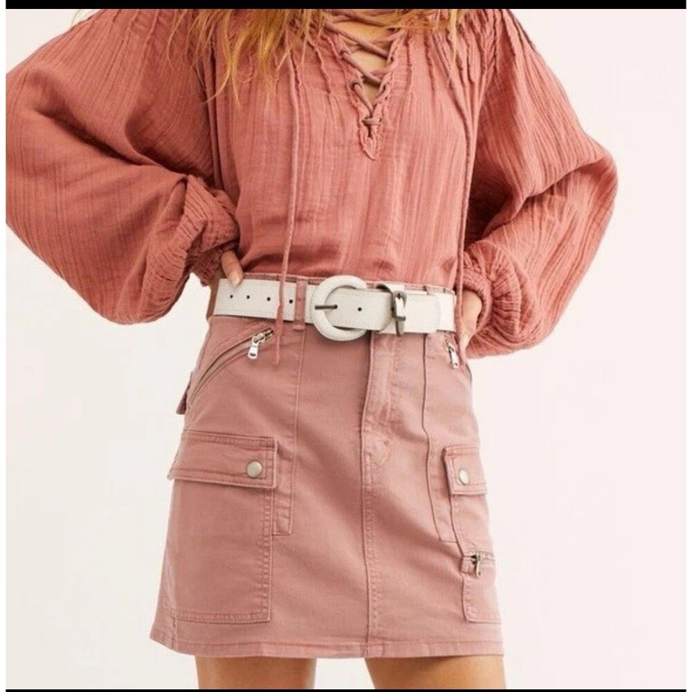 Free People Womens Cargo Mini Skirt Size 25 Dusty Lilac Pockets Casual